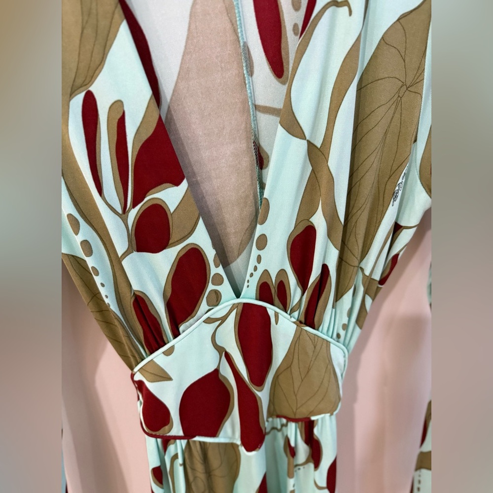 Mara Hoffman Vintage Deep V-Neck Long Sleeve Silk Maxi Dress - Abstract - Medium - Picture 6 of 15